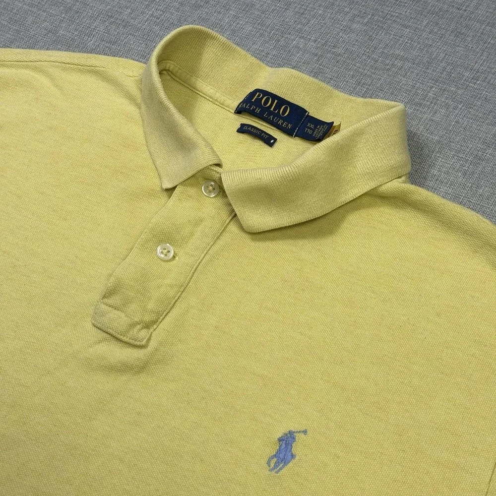 Polo Ralph Lauren Polo Shirt Mens 2XL Yellow Cotton Short Sleeve Embroidered